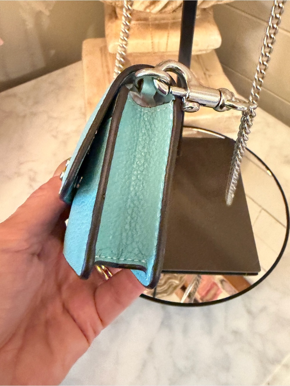 Coach Pebble Leather Mini Crossbody - Aqua Blue like new - Picture 8 of 17